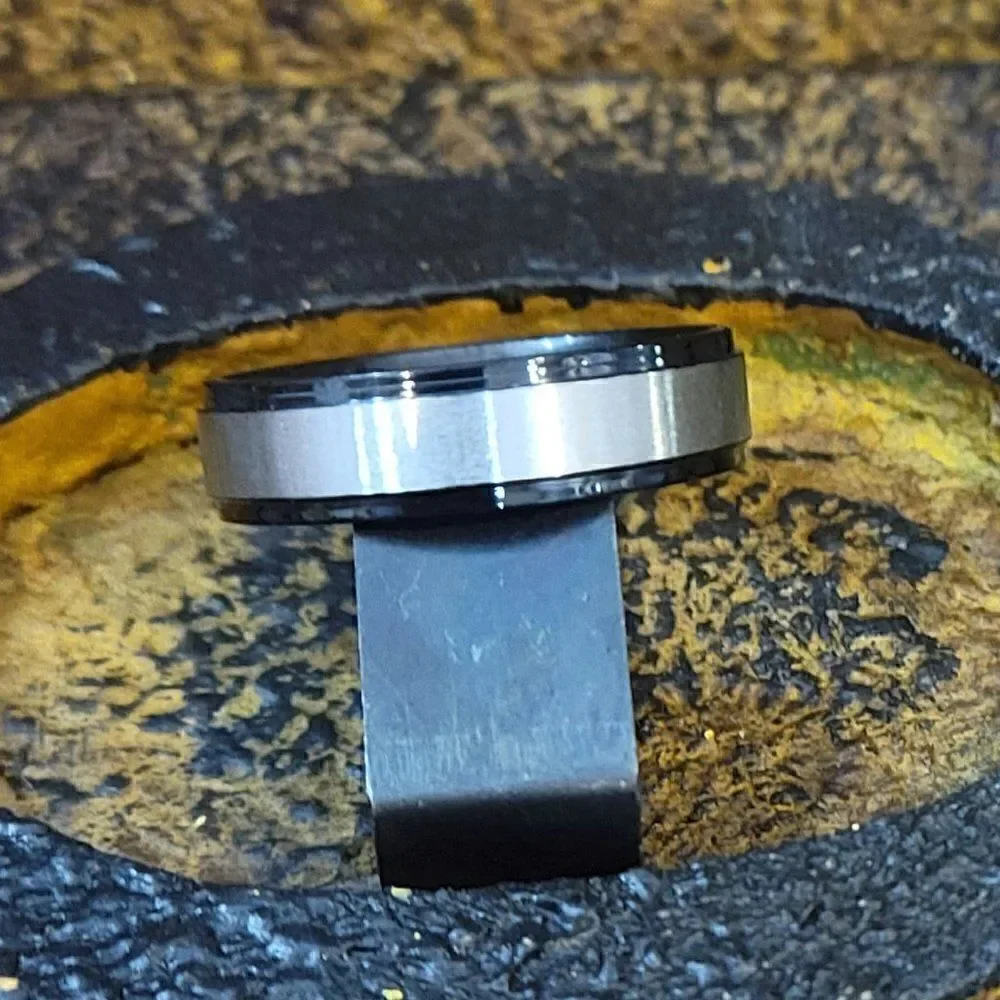 Men's Two Tone Wedding Ring Band Silver and Black - Wedding Ring For Guys